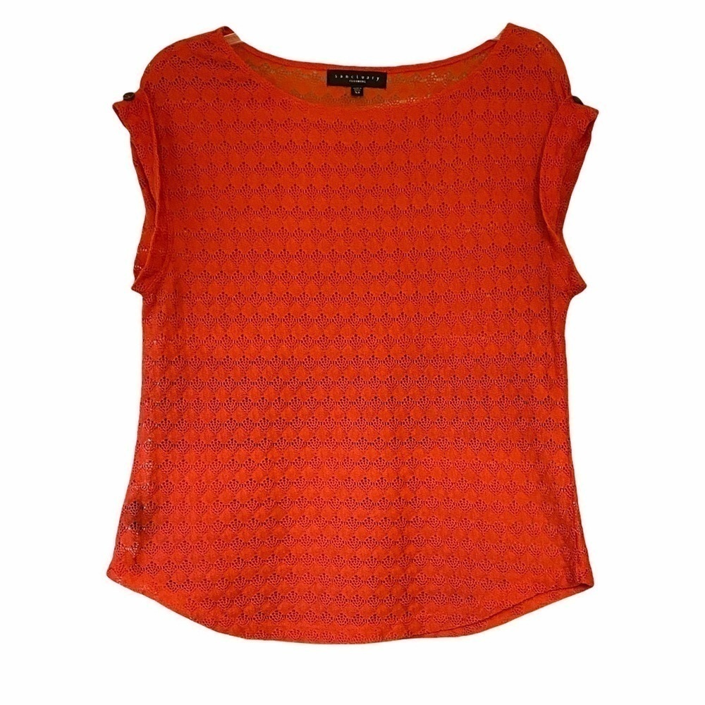 Sanctuary Knit Lace Rust Top Sz XS